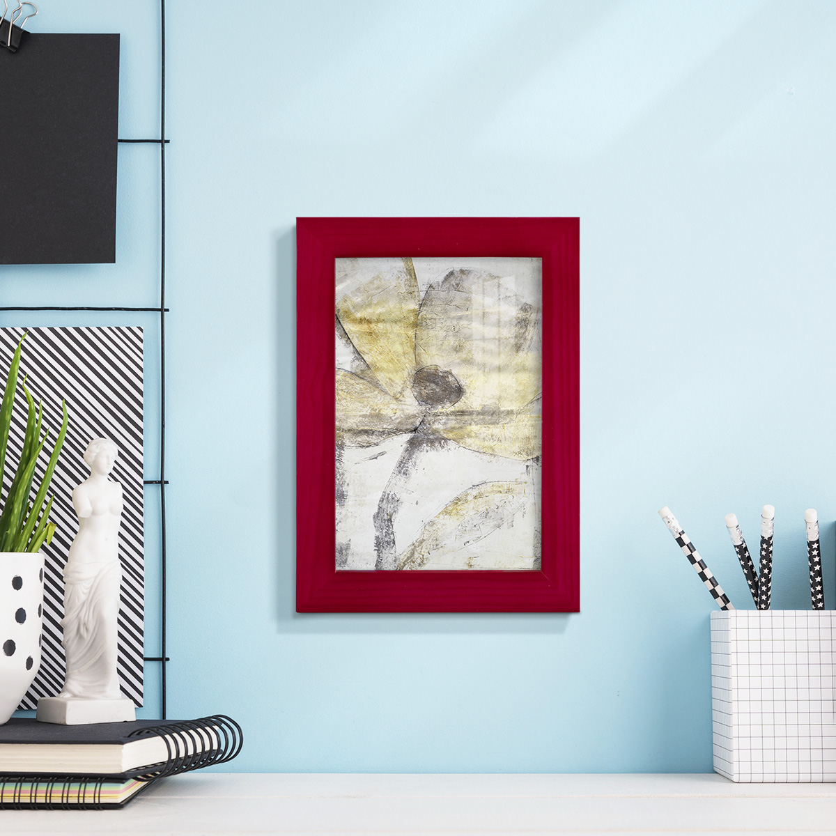 Une Fleur II - Framed Print w/glass - Cherry Red