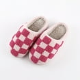 thumbnail image 4 of Mosey 1 Pair Cozy Checkerboard Cotton Slippers Warm Soft Non-Slip Unisex Thickened Bottom Cotton Shoes Home Supply, 4 of 8