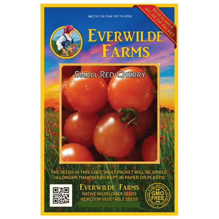 Everwilde Farms - 100 Small Red Cherry Heirloom Tomato Seeds - Gold Vault Jumbo Bulk Seed (Best Cherry Tree For Small Garden)