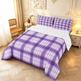 thumbnail image 2 of Manfei Modern Purple White Checkered Queen Comforter Set,Geometric Check Comforter Sets Queen,Reversible,3pcs,1 Comforter and 2 Pillowcases,3pcs,1 Comforter and 2 Pillowcases, 2 of 7
