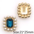 thumbnail image 1 of 20Pcs/Lot 21*25MM Alloy Pearl Rhinestone Flat Bottom Sewing Buckle Handmade DIY Apparel Wedding Decoration Accessories Green, 1 of 6