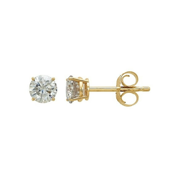 Synthetic Moissanite Solitaire Earrings 0.44 Carat (Ctw) 4.00mm in 14K Yellow Gold for Women