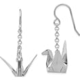 thumbnail image 1 of Sterling Silver Rhodium-Plated Origami Crane Dangle Earrings (21.84 X 23.11) Made In Thailand qe14222, 1 of 5