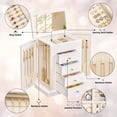 thumbnail image 6 of Jewelry Box for Women, 5 Layer Large Leather Boxes & Organizers for Necklaces Earrings Rings Bracelets, Organizer with Drawers and Mirror, White, 6 of 8