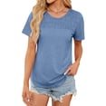 thumbnail image 3 of Nlife Women's Crew Neck Short Sleeve Textured Yoke T-Shirt, 3 of 7