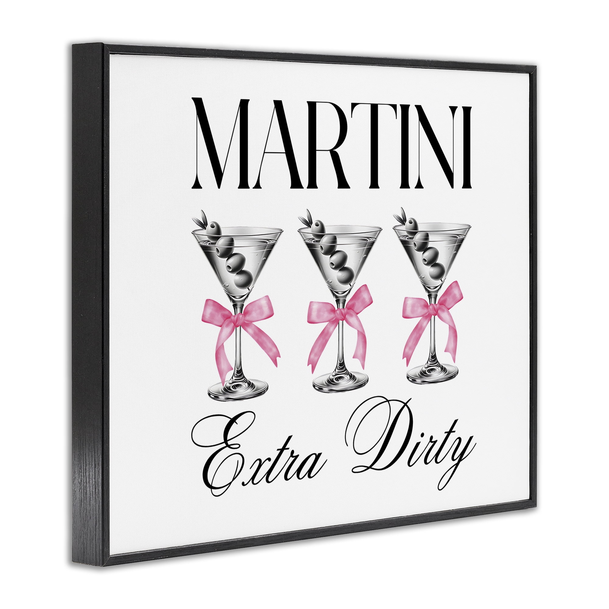 Stupell Industries Pink Ribbon Martini Trio Black Framed Giclee Art, design by Lettered and Lined