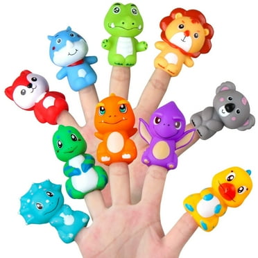 Rubber Animal Bath Finger Puppets for Toddlers, Kids Stocking Stuffer Toys for Boys Girls Pinata Fillers Goodie Bag Fillers, Party Favors Easter Basket Stuffers