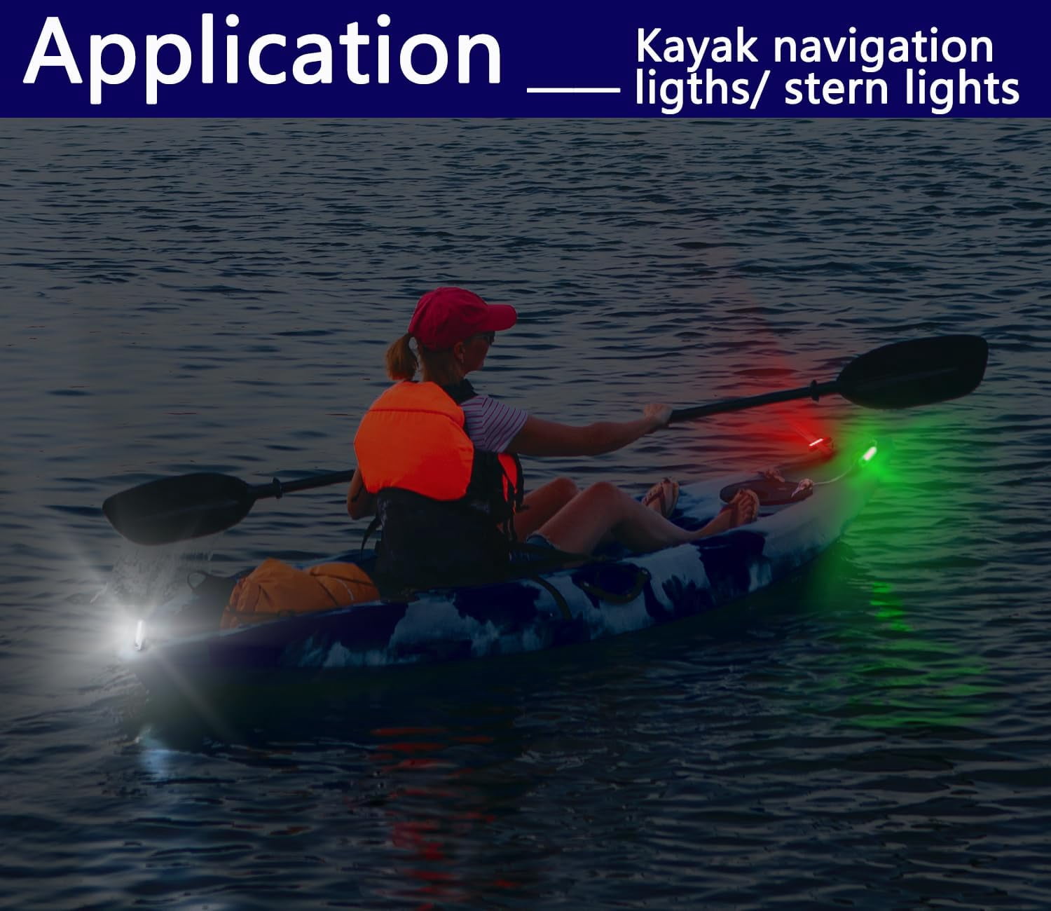 4Pack LED Navigation Lights Kit for Boat Kayak, Stern Light Battery 0perated, Easy Clip on for Night Kayaking, Boating, Canoeing, Paddle Board, Jet Ski, Dinghy, 2Pcs Safety Whistles
