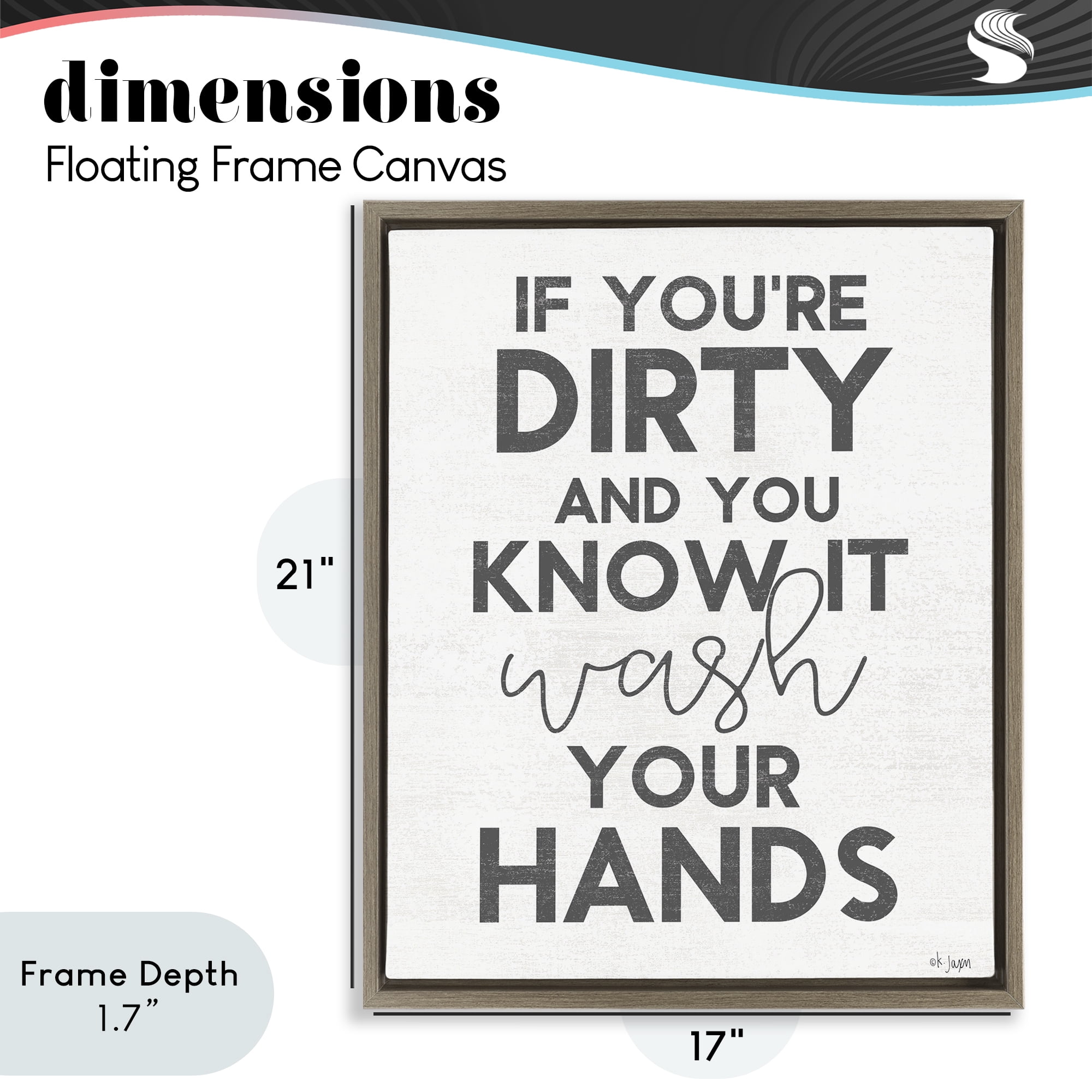 Stupell Industries Dirty & You Know It Reminder Brown Framed Floater Canvas Wall Art, design by Jaxn Blvd.
