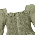 thumbnail image 4 of SYNPOS 1-5T Baby Girls Long Sleeve Square Collar Linen Solid Color Smocked Dress, 4 of 6