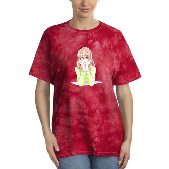 Manga Girl Flirty Smile Tie Dye Crystal Women -Image by Shutterstock, Female Large