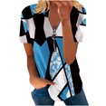 thumbnail image 1 of Blusa informal con cuello en V y manga corta con estampado de verano para mujer con estilo OAVQHLG3B Store  lin121212, 1 of 5