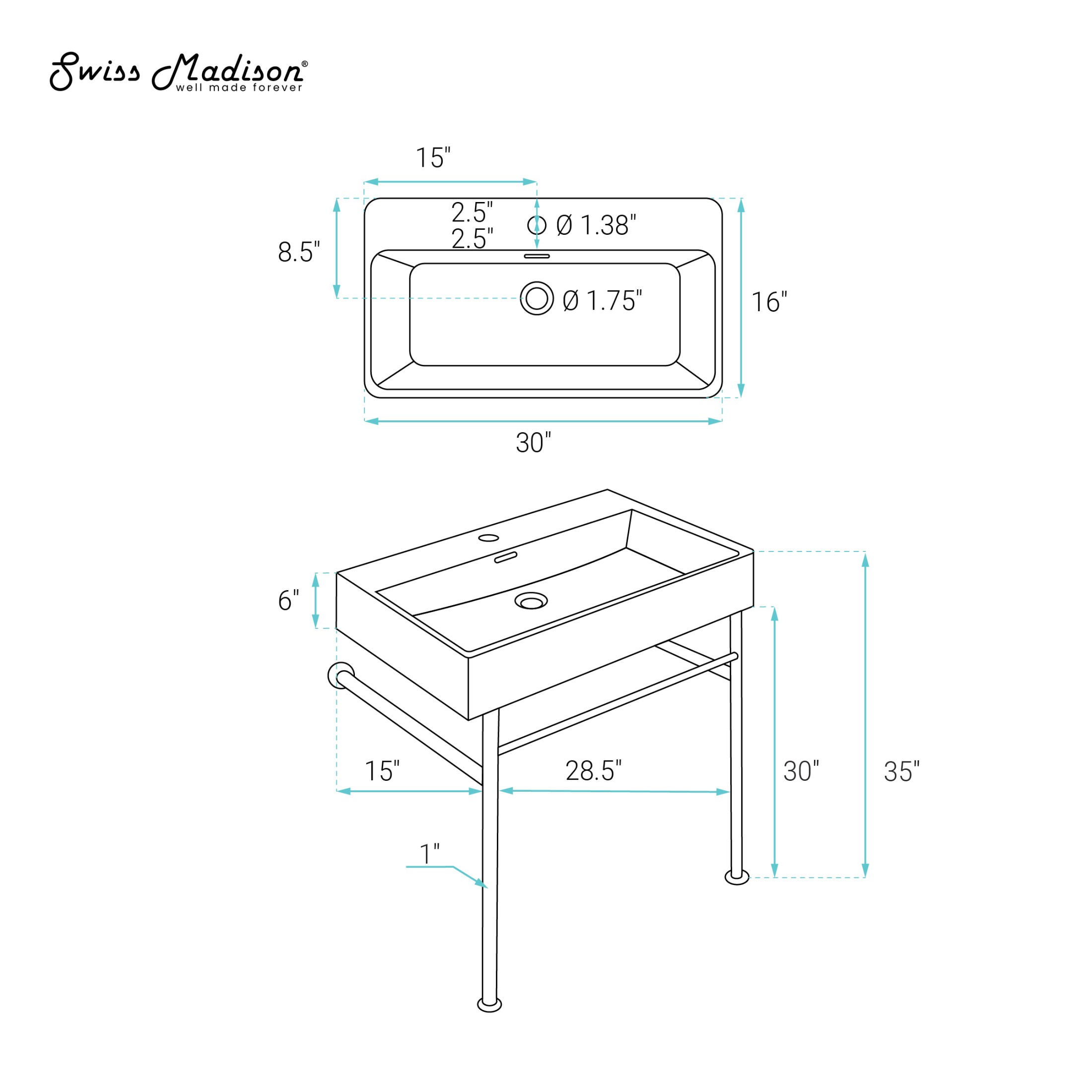 Claire 30 Console Sink
