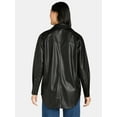 thumbnail image 3 of Sofia Jeans Women's and Women's Plus Sofia Oversized Faux Leather Boyfriend Shirt with Long Sleeves, Sizes XS-XXXL, 3 of 5