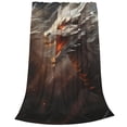 thumbnail image 2 of Honeii Abstract White Dragon Print Fleece Blanket - Throw Blanket for Bed, Sofa, Couch, Camping, and Travel , Microplush Ultra Soft Warm Blanket-80"x60", 2 of 7
