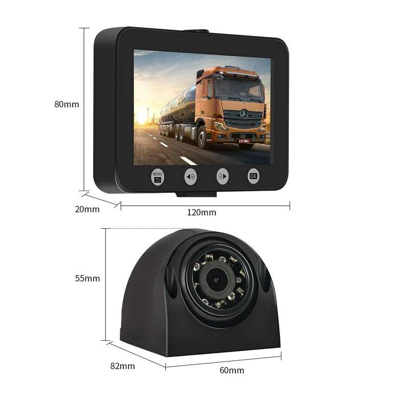  VSYSTO 3CH Truck Dash Cam, 3 LCD Screen 1080P Front