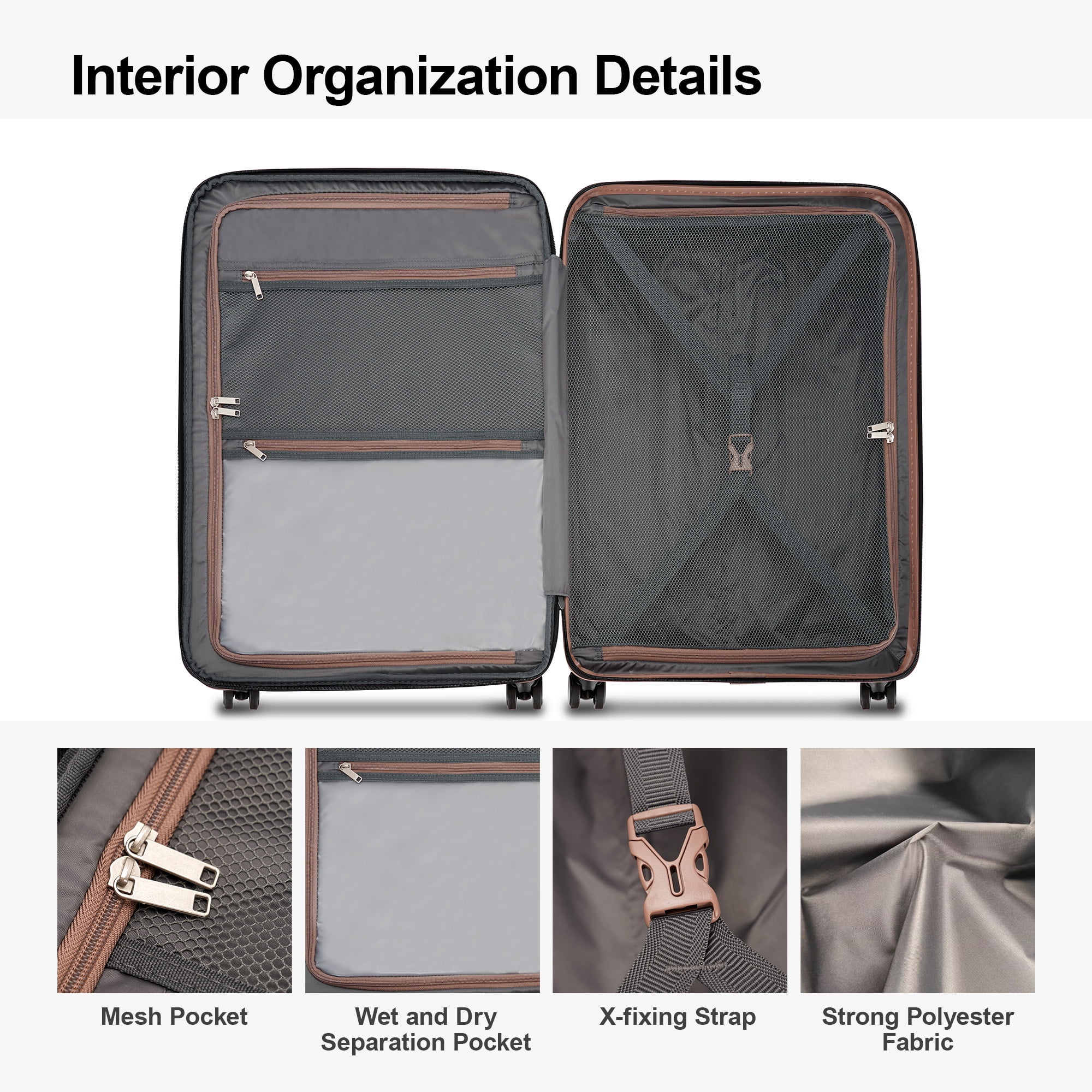 Ginza Travel Lightweight 3 Piece Hard Shell Luggage Set with