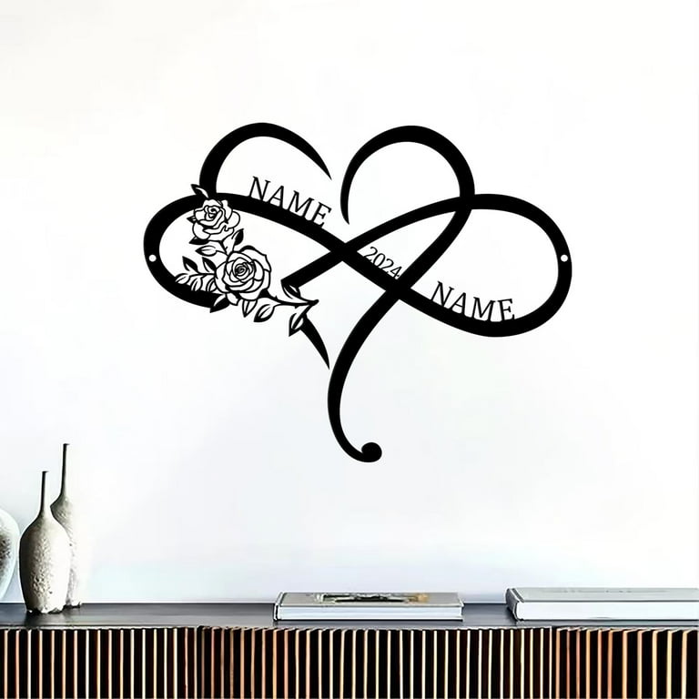 JS Artworks Family Love Heart Infinity Vinyl Decal Sticker - Silver, 8"x3", Made In USA