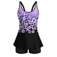 thumbnail image 4 of 2 Piece Tankini Swimsuits for Women Strappy Swimwear with Boyleg Shorts Modest Bathing Suits Plus Size, S Purple|Floral, 4 of 7
