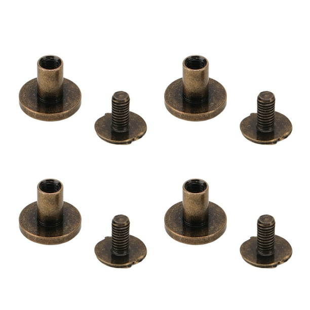 Juego de 120 tornillos Chicago de 9,5x8mm, herramienta de remache de cuero para galvanoplastia, sin rebabas, latón, aspecto curvo, cabeza plana