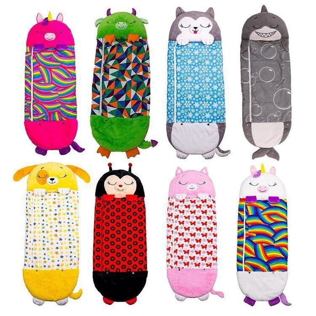Saco de dormir para niños de dibujos animados, saco de dormir con almohada de animales para niños, edredón plegable a prueba de patadas, saco de dormir para niños