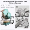 thumbnail image 3 of Escurridor de Trastes Acero Inoxidable para Mostrador de Cocina, Escurridor de Platos con Soporte para Copas de Vino, Estante para Cubiertos y Almohadilla de Secado Adicional, 3 of 10