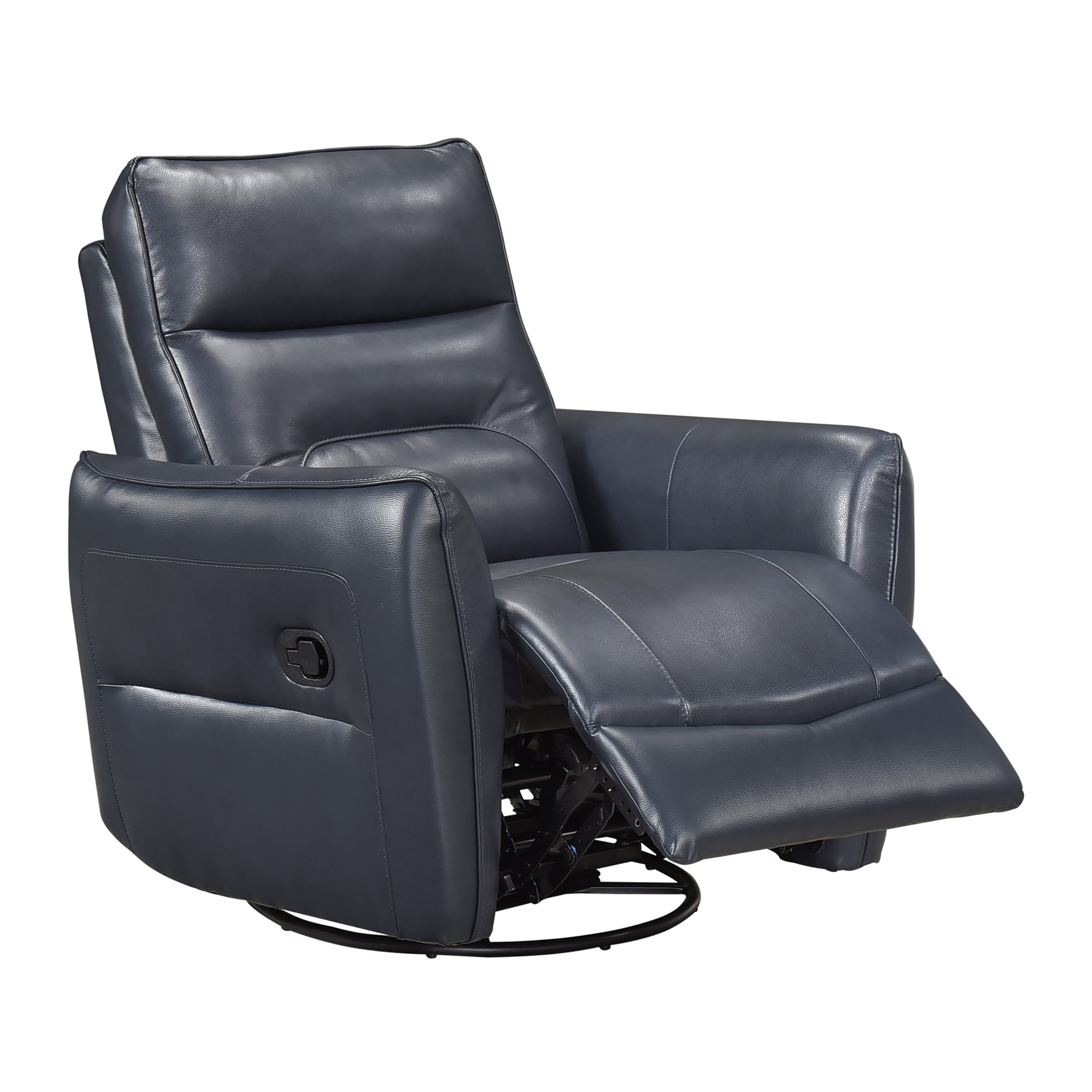 OakvillePark Pinebrae Leather Match Swivel Glider Reclining Chair, Dark Blue