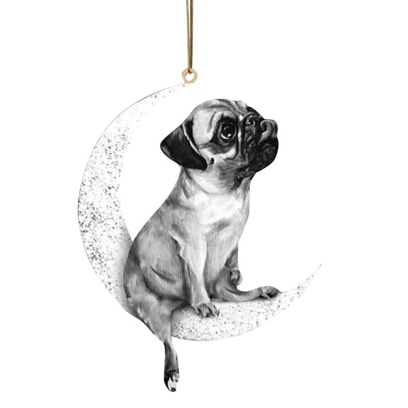 HCTSHG Dog Sit on the Moon Memorial Keepsake Ornament, a Touching Christmas Remembrance to Honor the Loss of a Beloved Pet, Serves as a Meaningful Gift Idea and Solemn Home Decoration