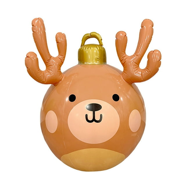 REZUOFI 4 Pcs Inflatable Christmas Ball Decor with Reindeer Design, Large PVC Yard Ornament for Outdoor Holiday Party, Durable Inflatable Holiday Decoration