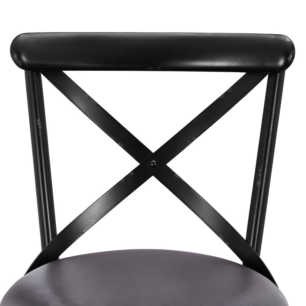 Home Fare Distressed Antique Black Metal Swivel Barstool