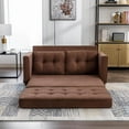thumbnail image 2 of 59.4" Loveseat Sofa with Pull-Out Bed Modern Upholstered Couch with Side Pocket for Living Room Office Sofabed, Brown, 2 of 9