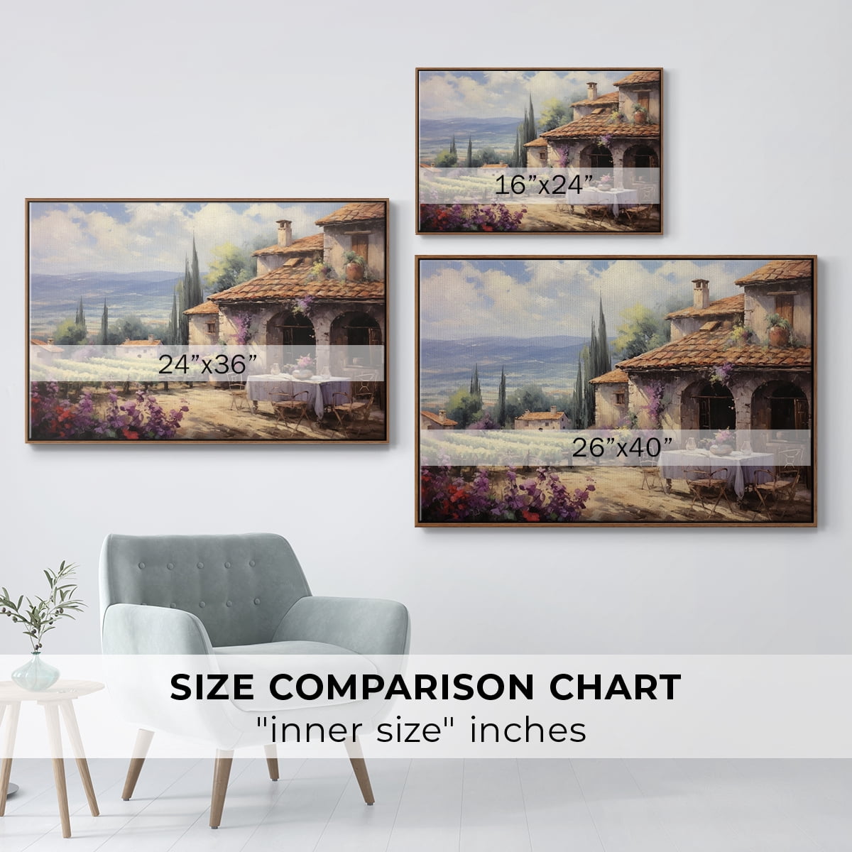 Vintage Landscape-CCLIII By Wexford Home Framed in Walnut Wood Gallery Wrapped Canvas 27 in. x 41 in.