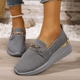 thumbnail image 2 of Womens Loafers Platform Wedge Heel Suede Round Toe Fashion Metal Chain Slip on Penny Loafers Lightweight Walking Shoes Grey Size 7.5, 2 of 6