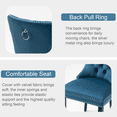 thumbnail image 4 of Contemporary Button Tufted Dining Chairs, High-end Velvet Upholstered Dining Chairs with Nailhead Back and Ring Pull Trim, Wood Dining Chairs for Living Room, Restaurant (Teal,Set of 2), 4 of 8
