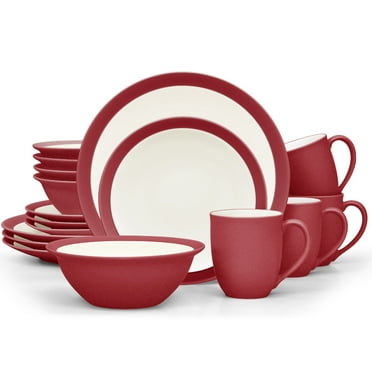 Noritake Colorwave Raspberry 16-Piece Curve Dinnerware Set, Service for ...