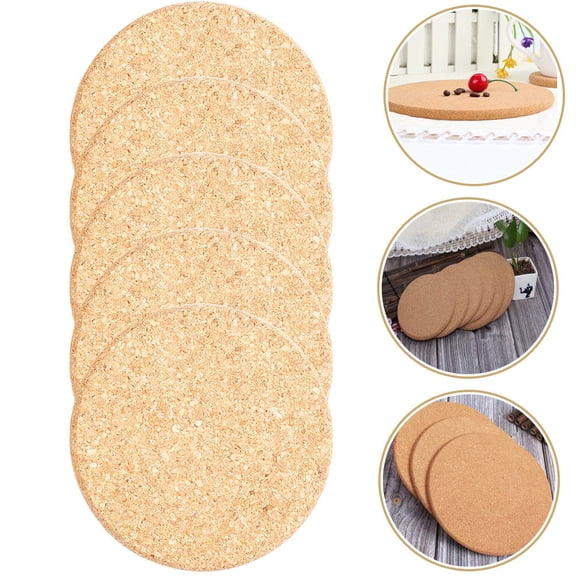 RUNROTOO 10Pcs Cork Planter Saucers Round Brown for Indoor Plants Protect Furniture Absorb Water Stains