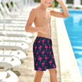 thumbnail image 6 of Cauagu Cute Flamingo Print Swim Trunks for Men,Youth Boys Swim Shorts Compression Liner Beach Shorts Boys' Swimming Shorts 7-20 Years Bathing Suit-Small, 6 of 7