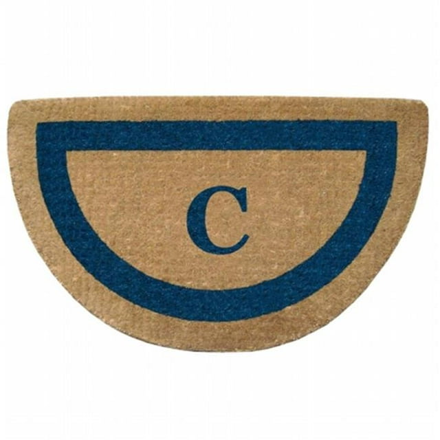 Nedia Home O2090C 22 x 36 Po Cadre Monophoto Bleu Robuste Tapis de Coco - Monogrammé C Demi-Rond