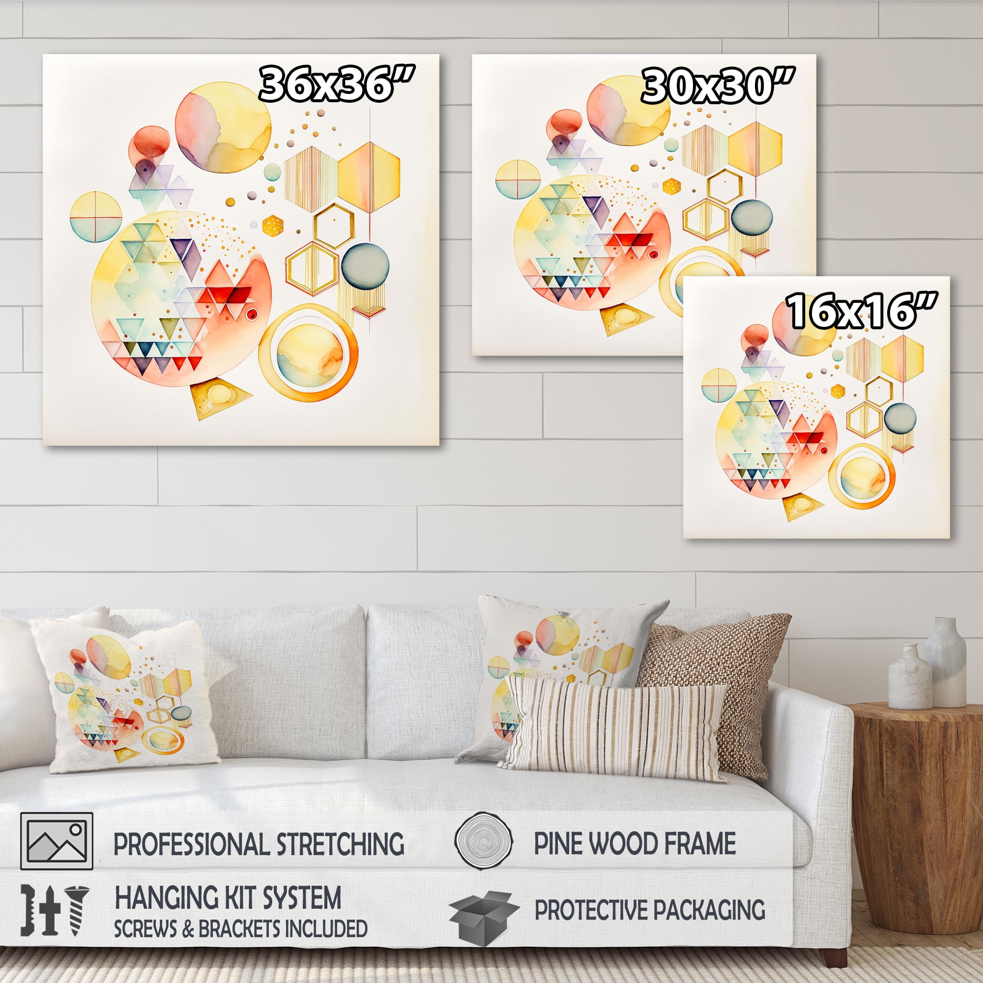 Designart Multi-Color Multi Shape Abstract I Canvas Wall Art