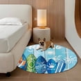 thumbnail image 2 of Blue Surfboard Round Area Rug 7Ft Washable Circle Rugs for Dorm Laundry Room, Summer Beach Tropical Coconut Tree Wooden Non-Slip Carpet Floor Mats Indoor Outdoor Carpet Runner Aesthetic Home Decor, 2 of 8