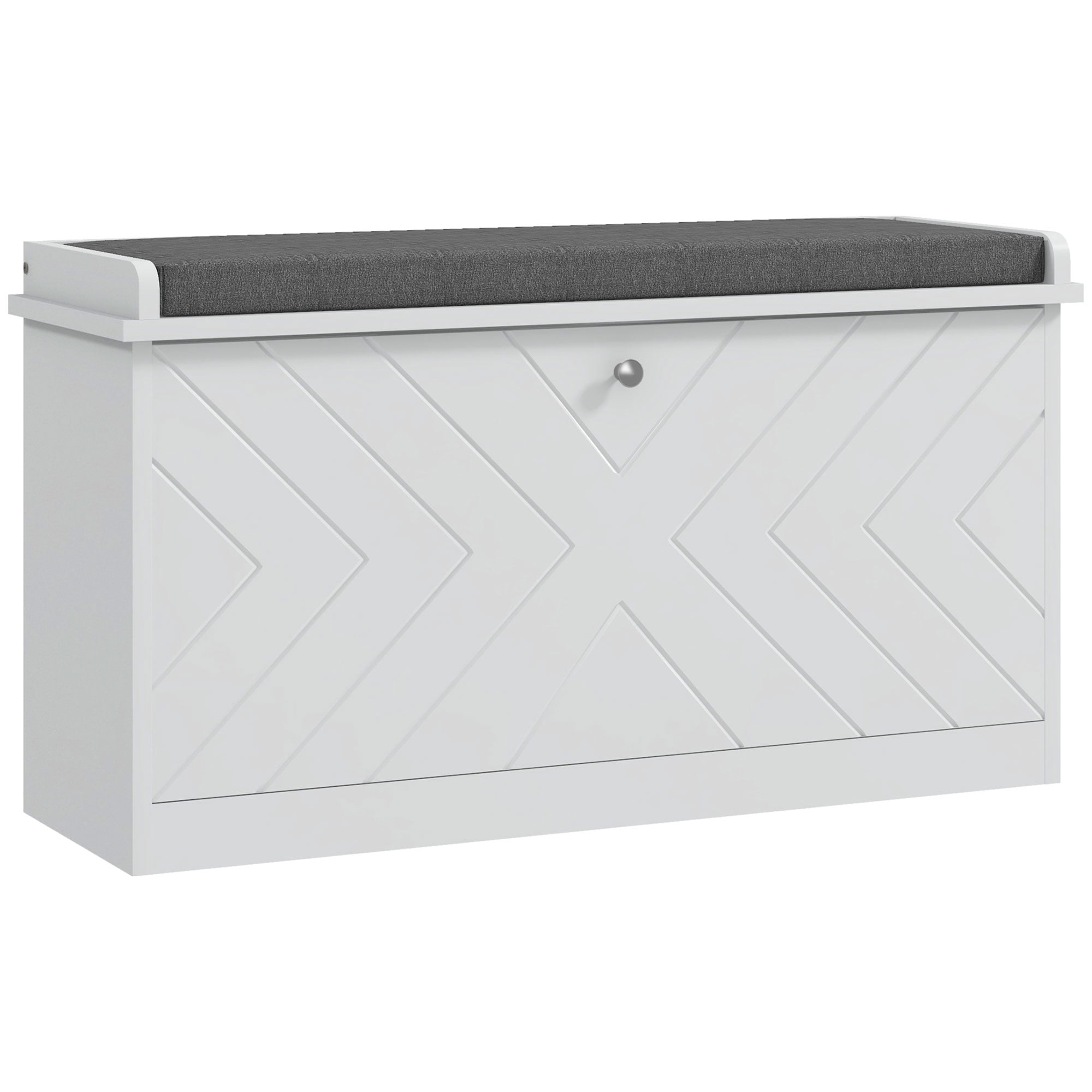 Banc Rangement Chaussures Avec Coussin - Bois MDF, Tiroir Rabattable, Dimensions 100x30x51 Cm (Plusieurs Tailles)