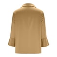 thumbnail image 6 of Tanghaowl Womens T Shirts, Fashion Satin Blouse with Asymmetrical Notched Lapel and Flared Sleeves for Everyday Casual Elegant Tunic Top Yellow L, 6 of 7