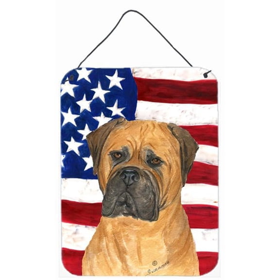 USA American Flag with Bullmastiff Aluminium Metal Wall Or Door Hanging Prints