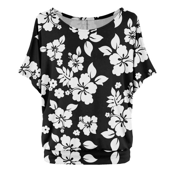 Graphic Tees for Women T-Shirts Women's Oversized T-Shirt with Batwing Sleeves Short Sleeve Tops White S