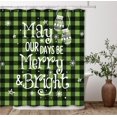 thumbnail image 3 of Christmas Greenery Light Green Buffalo Plaid Shower Curtain, Winter May Your Days Be Merry and Bright Bathroom Shower Curtain Sets Decoration 71 x 71 Inch with Hooks, 3 of 6