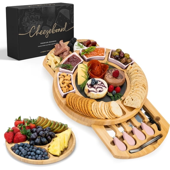 Charcuterie Boards Gift Set: Charcuterie Board Set, Bamboo Cheese Board Set - Unique for Mom - House Warming Gifts New Home, Wedding Gifts for Couple, Bridal Shower Gift