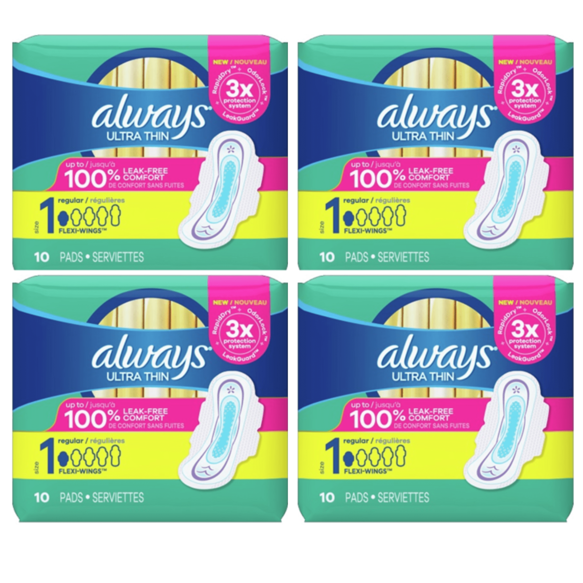 Always Ultra Thin Pads Size 1 Regular Absorbency Unscented with Wings