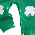 thumbnail image 4 of Staki St Patricks Day Baby Romper St Patricks Day Baby Boy Girl Outfit Jumpsuit Shamrock Print Long Sleeve Onesie Newborn Infant Spring Clothes 0-18M(Dark Green,6-12 Months), 4 of 6