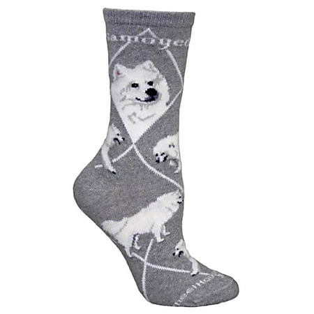 

Samoyed Gray Ultra Lightweight Cotton Crew Socks (One Size Fits Most) Made in USA