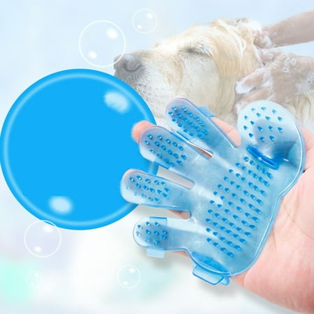 1 Pair Pet Wash Brush Glove Comb Grooming Bath Soft Tool Dogs Cats Cleaning